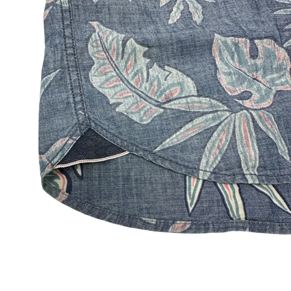 TOMMY BAHAMA Blue Pink‎ Hawaiian Tropical Cotton Short Sleeve Shirt Men's Medium